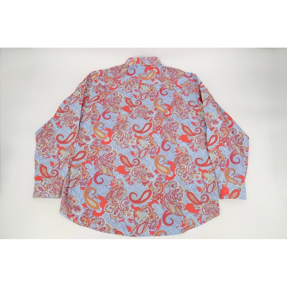 Alan Flusser Button Down Shirt Mens XL Multicolor Paisley Cotton Long Sleeve - Picture 5 of 11